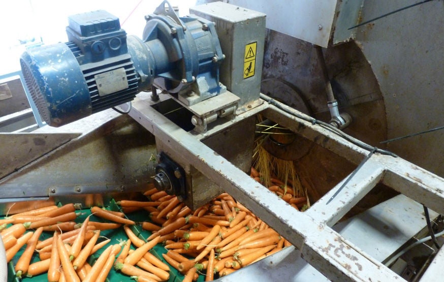 Food - Beverage, carrot washer NSK’s Life-Lube bearing units in a carrot washing application