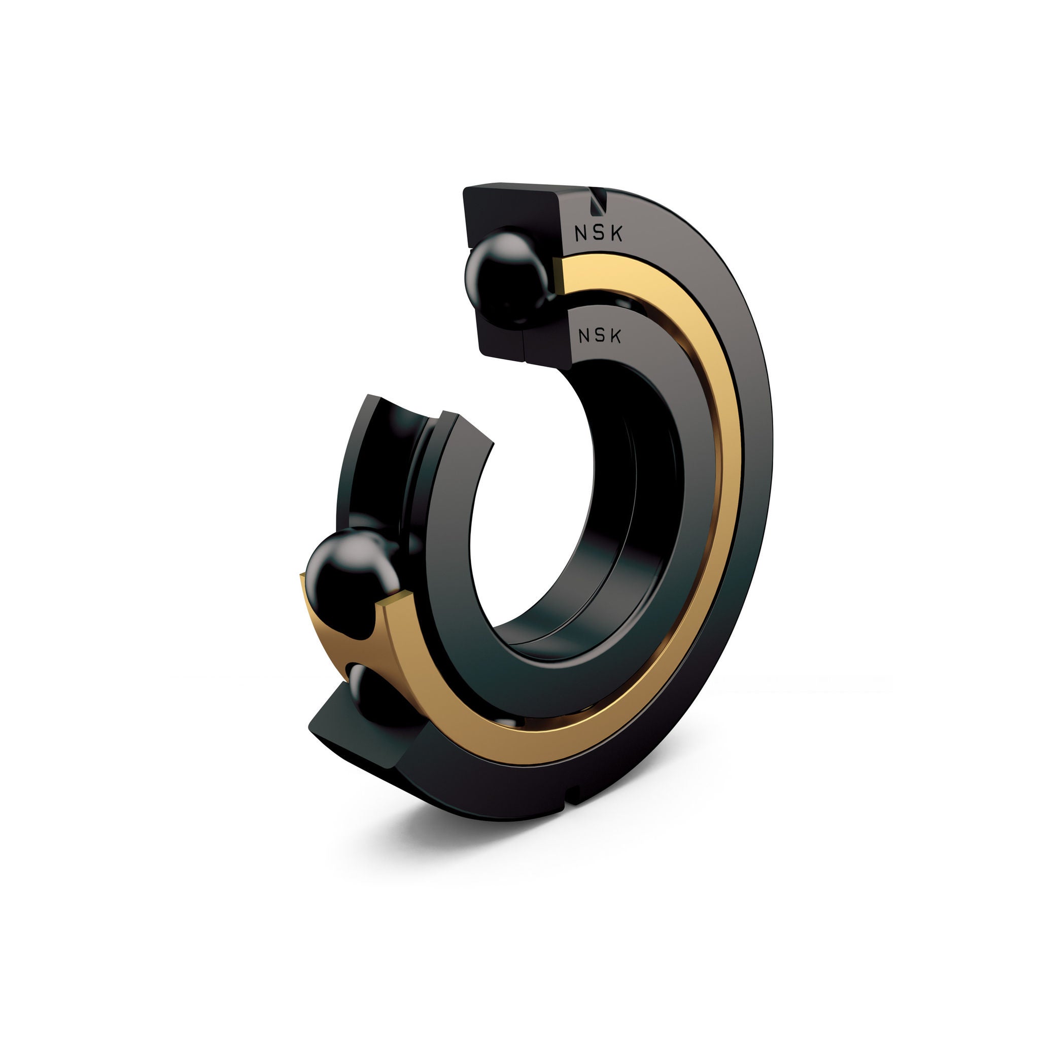 4 Point Bearing, Split Inner ringe, Brass Cage, BOC, Black Oxide Coating, 2500 px, jpg