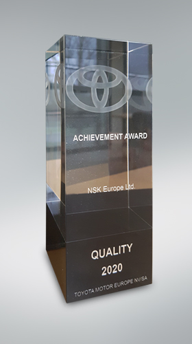 NSK Europe’s Achievement Award for Quality from Toyota Motor Europe