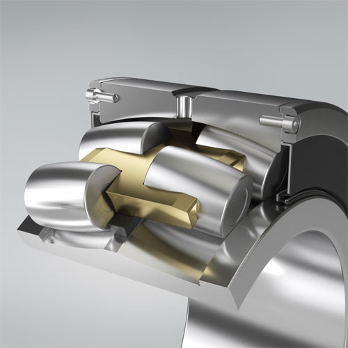 Coupe transversale de roulements NSK à rouleaux sphériques longue durée avec joint amovible